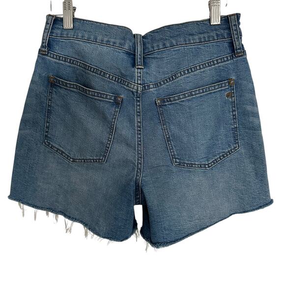 Madewell High Rise Button Fly Denim Shorts Frayed Hem Blue Women’s Sz 26 H6543 - Picture 3 of 8